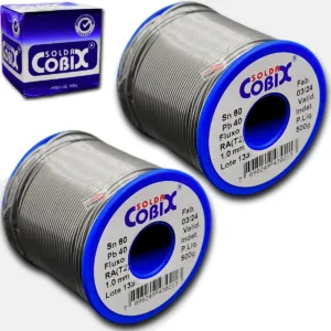 Kit 2 Soldas Estanho 60x40 1mm C/ Fluxo Rolo 500g Cobix