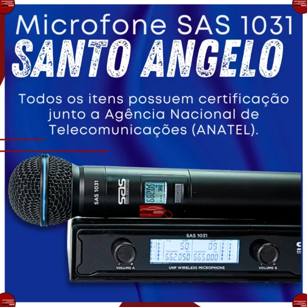 MICROFONE SANTO ANGELO SAS 1031 SEM FIO 200 CANAIS - Imagem 2