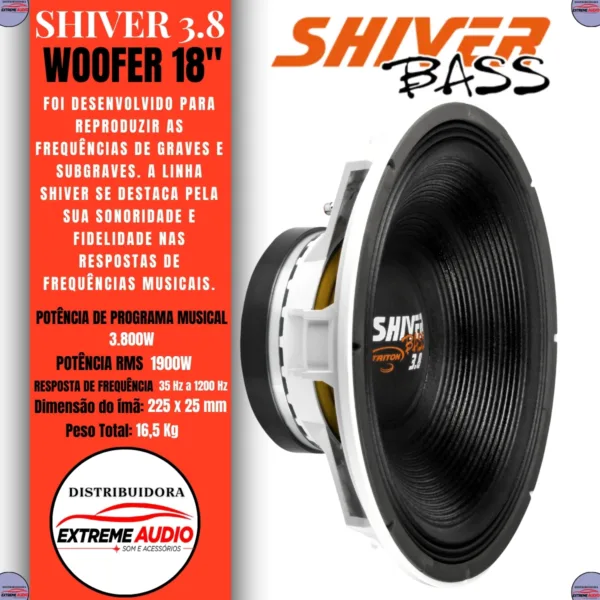 🔊 Alto-Falante Shiver Bass 3.8 Woofer 18 190watts - Imagem 2