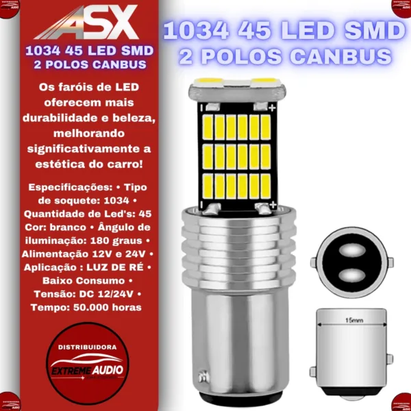 Kit Canbus 45 Leds 2 Polos Smd 6000k Luz Branca 12v - Imagem 2