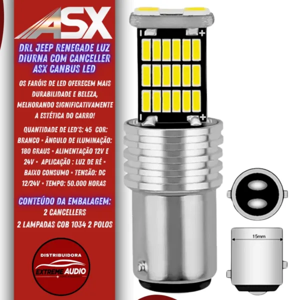 Canceller Jeep Renegade Luz Diurna Drl 2 Polos Asx Par - Imagem 2