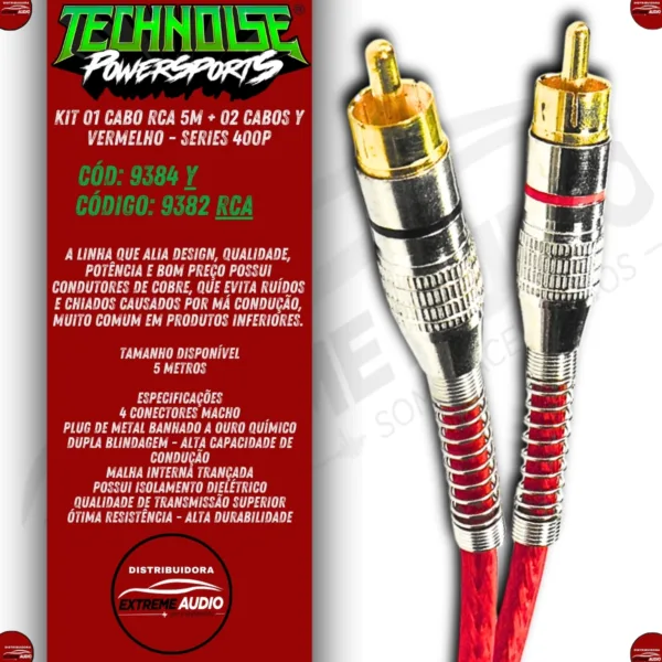Kit Composto Por Kit 2 Cabos Y 2M/1F 1 Cabo Rca 5M 400P Technoise - Imagem 2