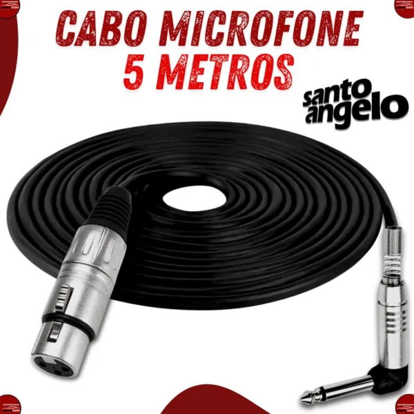 Cabo de Microfone Santo Angelo XLR Fêmea / P10 Mono 90° – 5m - Imagem 2