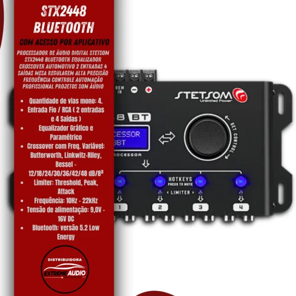 Processador De Audio Digital Stetsom Stx2448 Bt Equalizador Crossover - Imagem 2