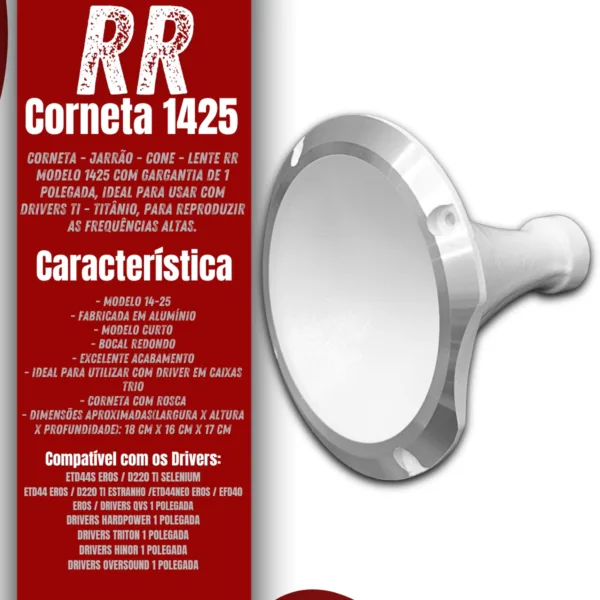Corneta RR Hl 1425 1 Alumínio Para Driver Som Automotivo - Imagem 4