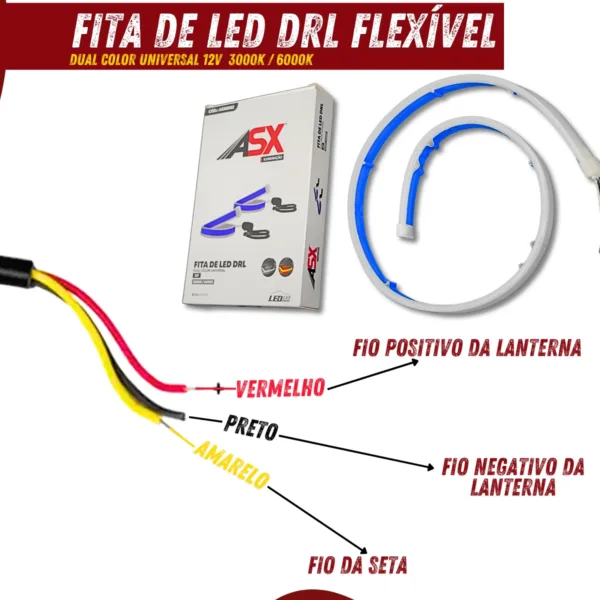 Fita LED DRL Flexível Dual Color ASX - 60cm - Imagem 2