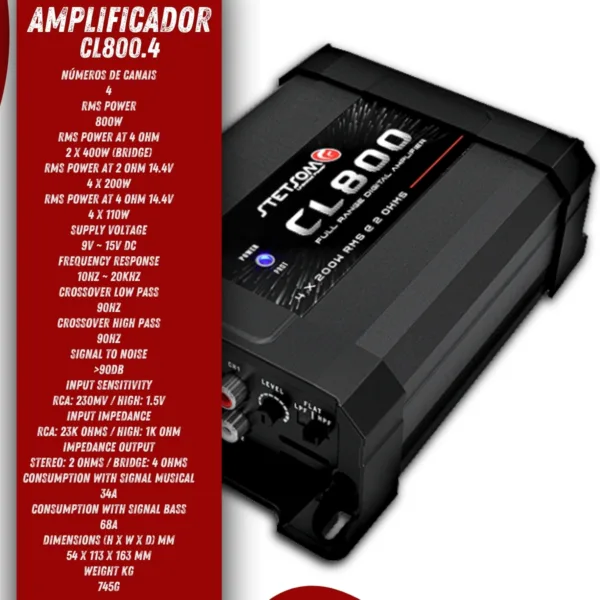 Modulo Amplificador Stetsom Cl 800 Combat 400 Watts Rms - Imagem 2