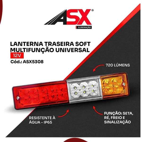 Lanterna Traseira Soft Multifuncional Asx5308 Linha Truck - Imagem 2