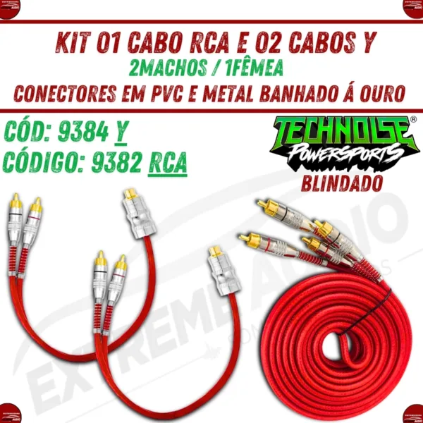 Kit Composto Por Kit 2 Cabos Y 2M/1F 1 Cabo Rca 5M 400P Technoise - Imagem 3