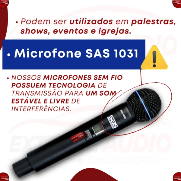 MICROFONE SANTO ANGELO SAS 1031 SEM FIO 200 CANAIS - Imagem 3