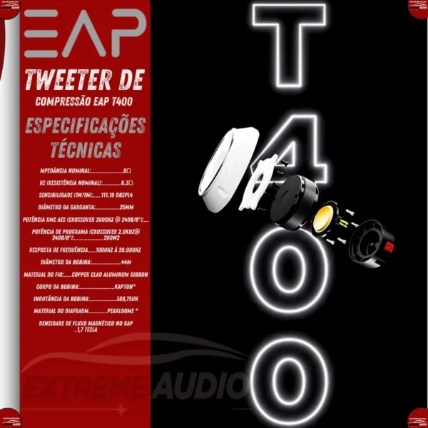 Tweeter De Compressão Eap T400 8 Ohms 100w - Imagem 3