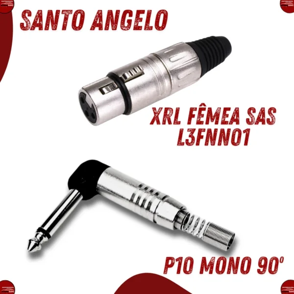Cabo de Microfone Santo Angelo XLR Fêmea / P10 Mono 90° – 5m - Imagem 3
