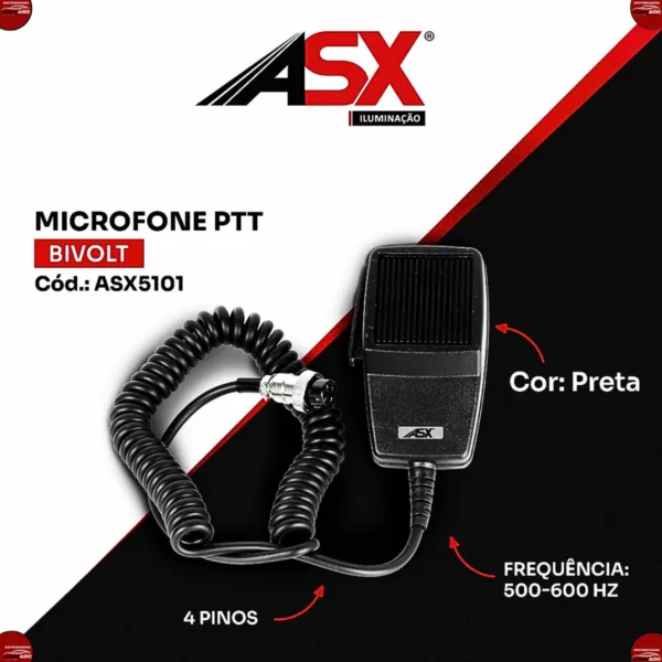 Microfone Rádio PTT 4 Pinos ASX - Imagem 8