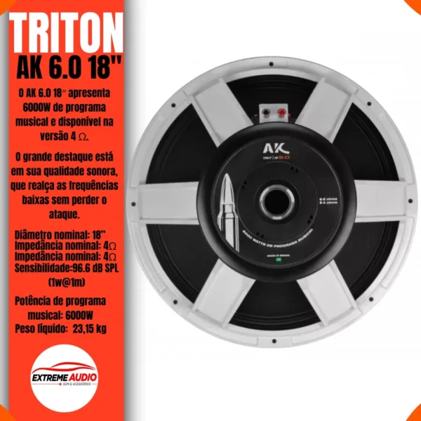🔊 Alto-Falante AK 6.0 18” 6000W – 4 Ohms | Alta Performance e Fidelidade Sonora - Imagem 2