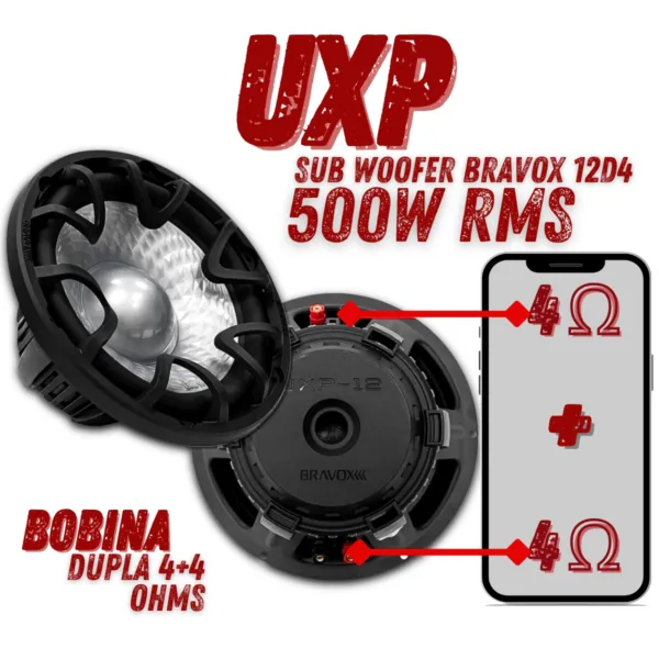 🔊 Alto Falante Subwoofer Bravox Uxp 12'' 500rms Bobina Dupla - Imagem 6