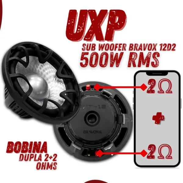 🔊 Alto Falante Subwoofer Bravox Uxp 12'' 500rms Bobina Dupla - Imagem 5