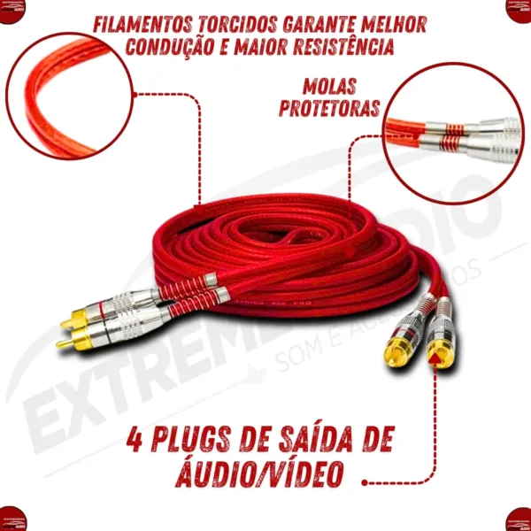 Kit Composto Por Kit 2 Cabos Y 2M/1F 1 Cabo Rca 5M 400P Technoise - Imagem 4