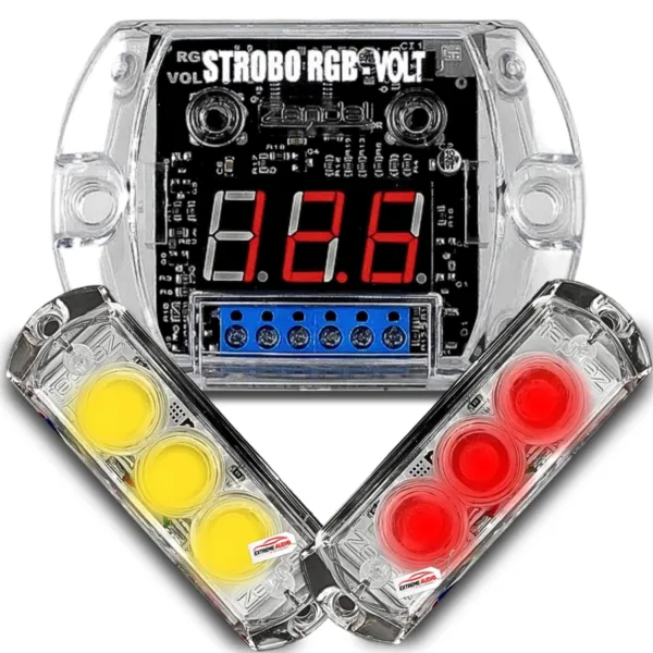 Strobo RGB Som Automotivo Com Voltímetro Zendel  2 Farol - Imagem 2