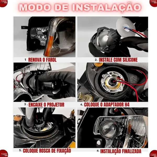 Kit Led Projetor Retrofit Universal 2,5 Bivolt 80w - Imagem 5