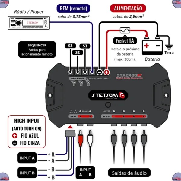 Processador Áudio Stetsom Stx2436 Bluetooth Som Automotivo - Imagem 6