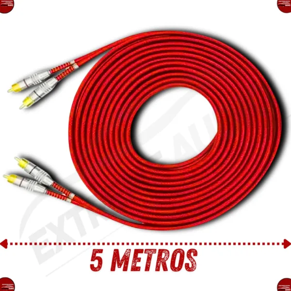 Cabo Rca Blindado 400 Pro Vermelho Technoise 4 Conectores Macho 5 Metros - Imagem 6