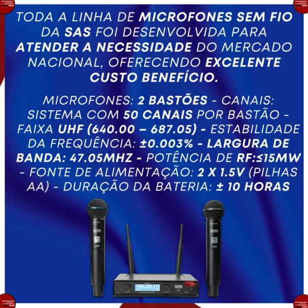 MICROFONE SANTO ANGELO SAS 1031 SEM FIO 200 CANAIS - Imagem 6