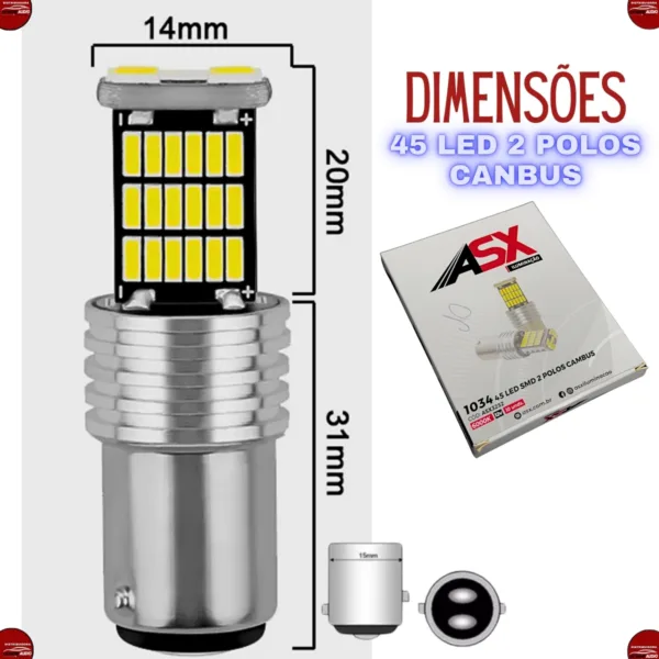 Kit Canbus 45 Leds 2 Polos Smd 6000k Luz Branca 12v - Imagem 6