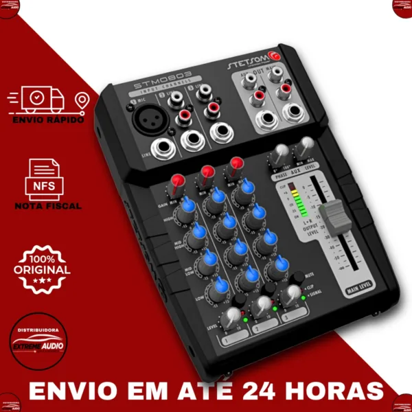 Mesa De Som Stm - 0803 Stetsom 3 Canais 4 Bandas - Imagem 7