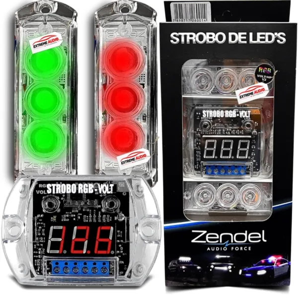 Strobo RGB Som Automotivo Com Voltímetro Zendel  2 Farol - Imagem 5