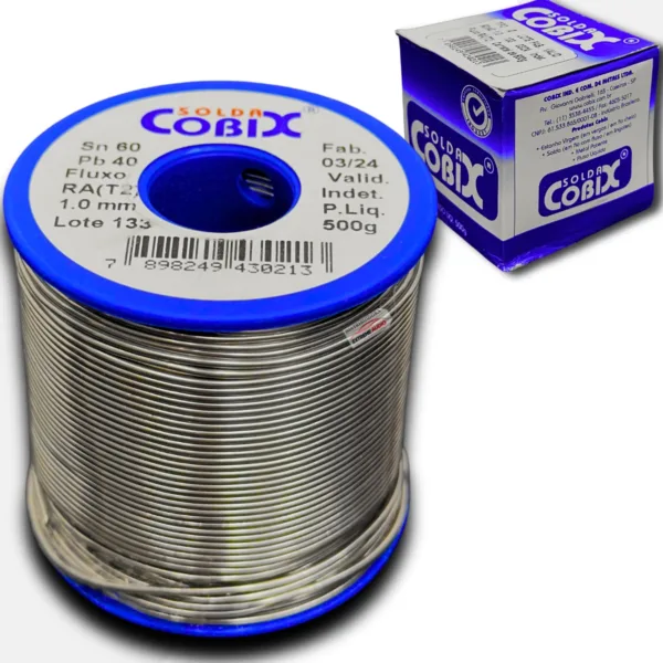 Solda Estanho 60x40 1mm C/ Fluxo Rolo 500g Cobix - Imagem 7