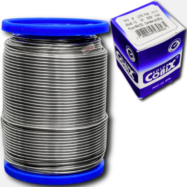 Solda Estanho 60x40 1mm C/ Fluxo Rolo 250g Cobix - Imagem 6