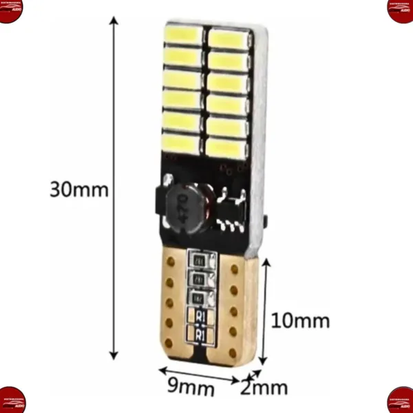 Par Lâmpada Led T10 Canbus T10 24 Leds Branca Meia Luz - Imagem 2
