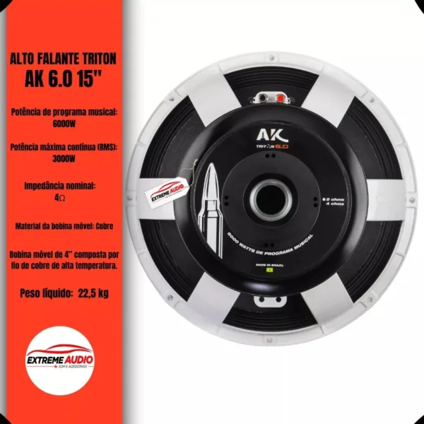 🔊 Alto-Falante AK 6.0 15” Branco – 6000W / 4 Ohms | Potência e Clareza com Estilo - Imagem 4