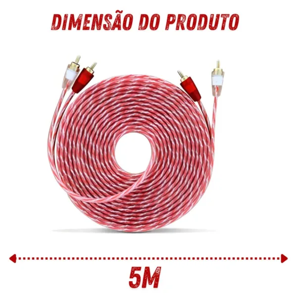 CABO RCA FLEXÍVEL 5 METROs DUPLA BLINDAGEM - Imagem 3
