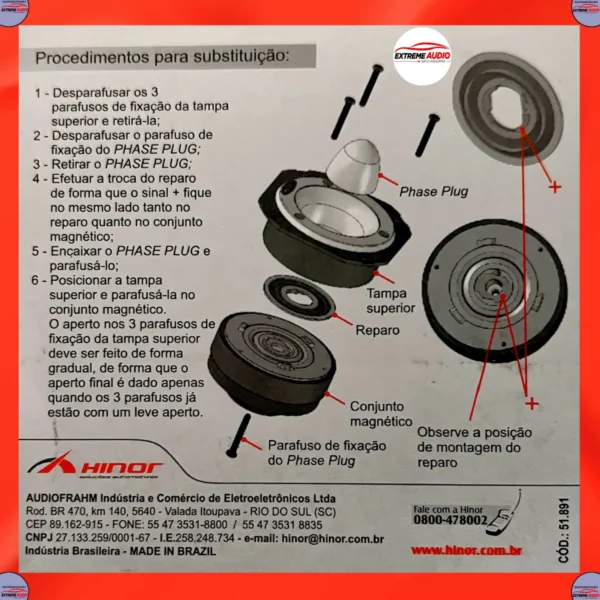 Reparo Original Super Tweeter Hst600 Trinyum 300 Wrms Hinor - Imagem 7