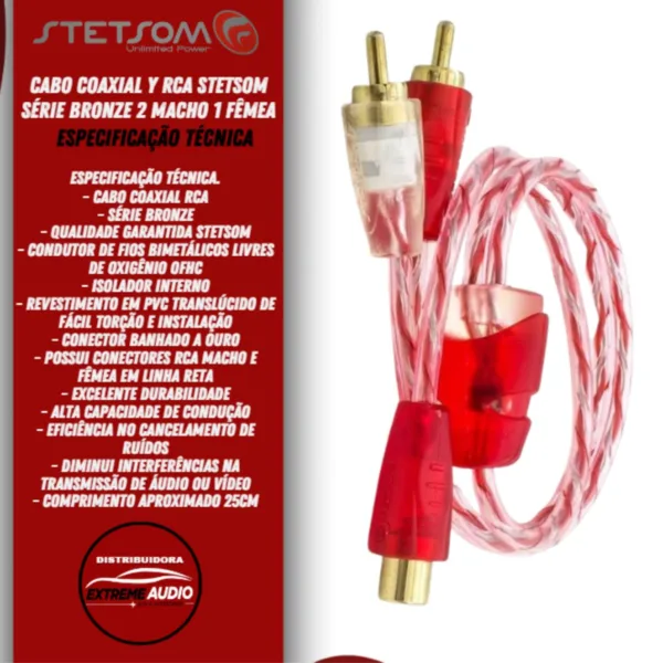 CABO RCA Y 2 MACHOS 1 FEMEA SILICONE STETSOM - Imagem 2