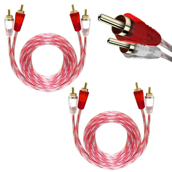 KIT CABOA RCA FLEXÍVEL 1 METRO DUPLA BLINDAGEM 2 UNIDADES